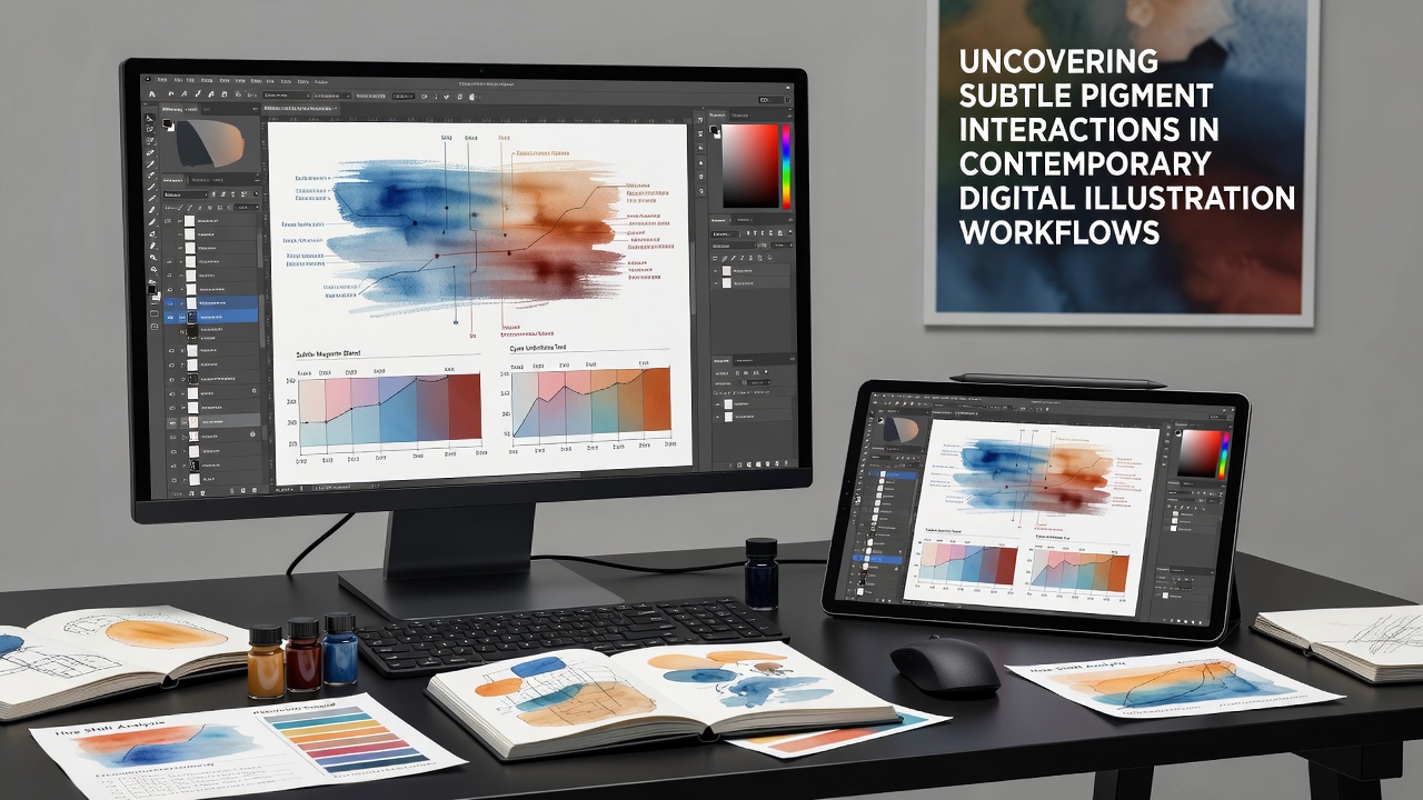 Close-up view of digital brush strokes revealing nuanced pigment blending and layer interactions